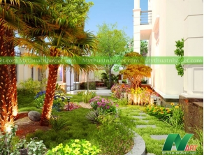 Thiết kế sân vườn biệt thự phố đẹp Anh Khanh Huyện Củ Chi - Tp. HCM